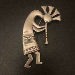 Silver Kokopelli Brooch